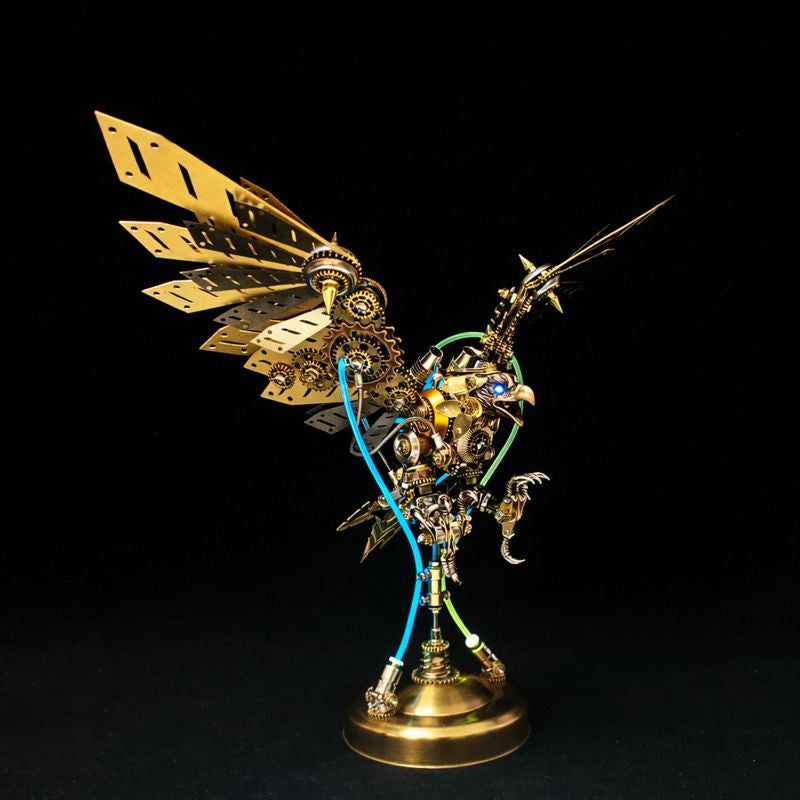 Águila Mecánica Steampunk Metal 3D con Ojos LED