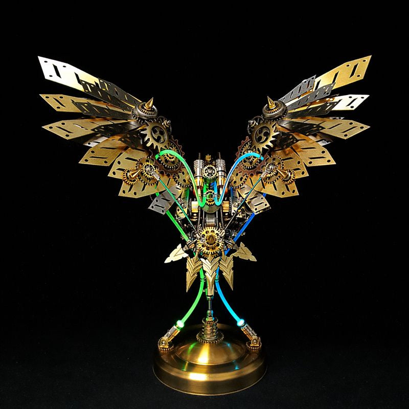 Águila Mecánica Steampunk Metal 3D con Ojos LED