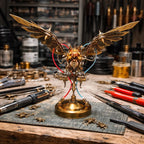 Águila Mecánica Steampunk Metal 3D con Ojos LED