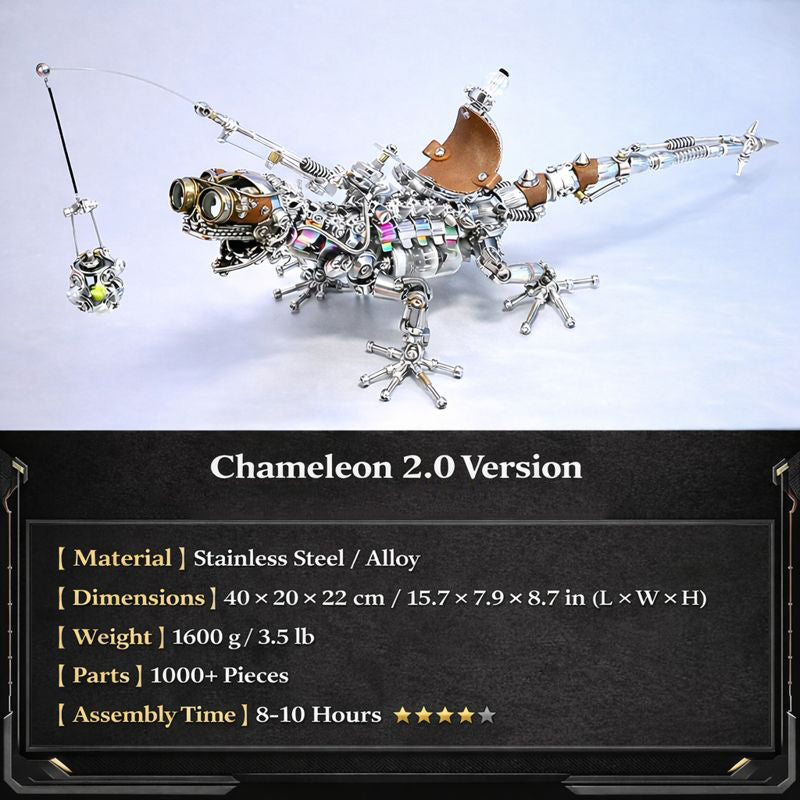 Camaleón Mecánico Steampunk Metal 3D