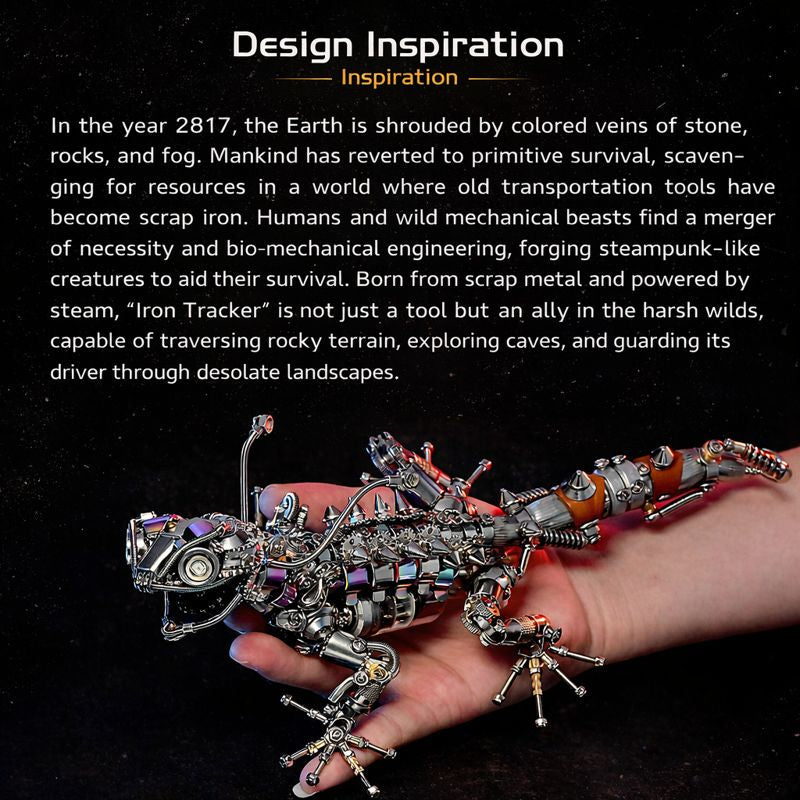 Camaleón Mecánico Steampunk Metal 3D