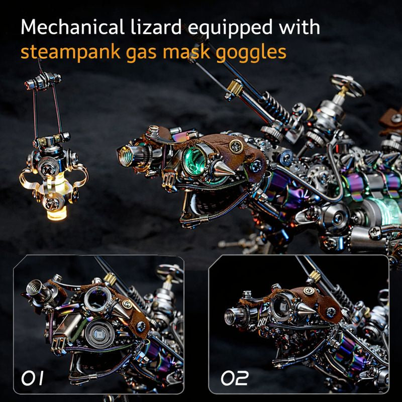 Camaleón Mecánico Steampunk Metal 3D