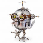 Búho Huevo Mecánico Steampunk Metal 3D