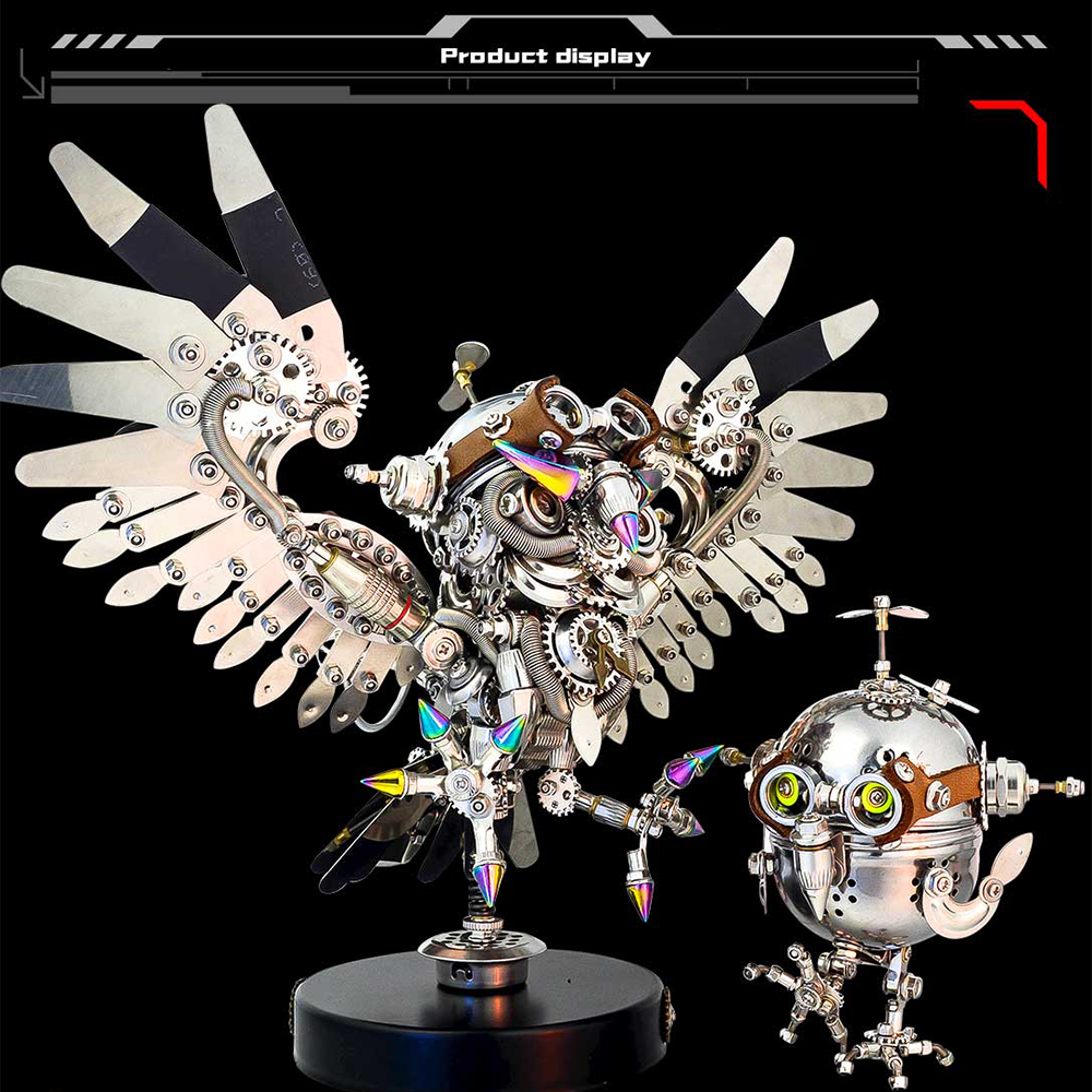 Búho Huevo Mecánico Steampunk Metal 3D