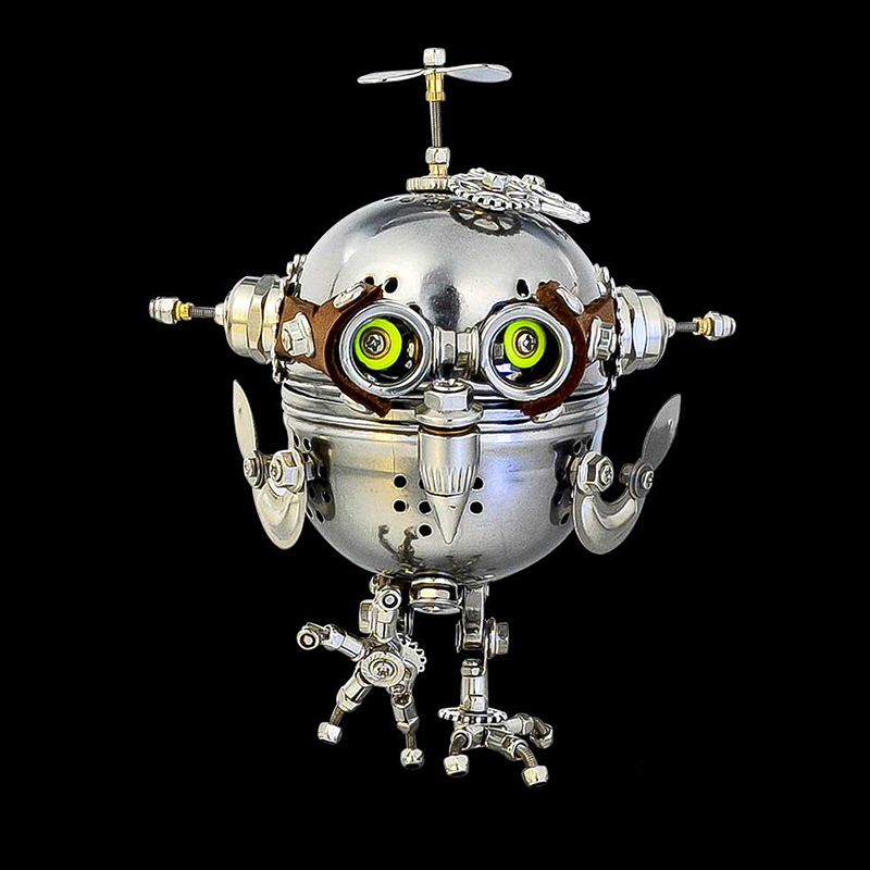 Búho Huevo Mecánico Steampunk Metal 3D