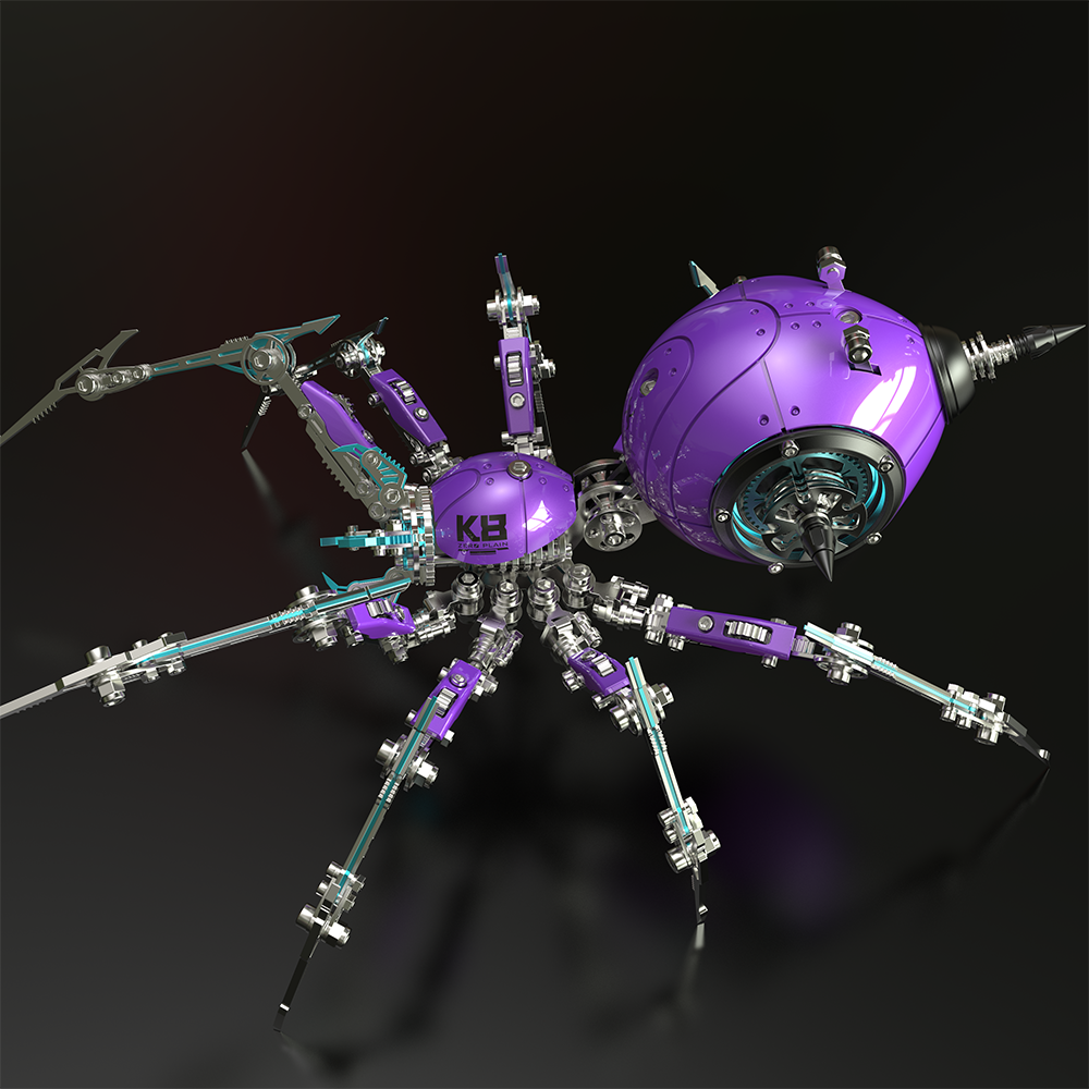 Araña Tormenta Púrpura Steampunk Metal 3D