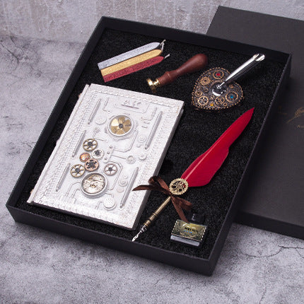Cuaderno Steampunk con Pluma y Sello DIY Regalo