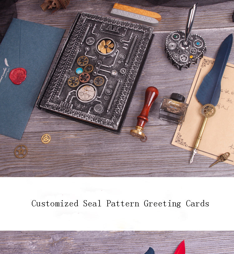 Cuaderno Steampunk con Pluma y Sello DIY Regalo