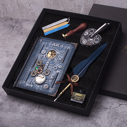 Cuaderno Steampunk con Pluma y Sello DIY Regalo