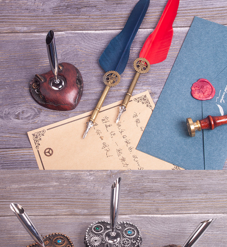 Cuaderno Steampunk con Pluma y Sello DIY Regalo