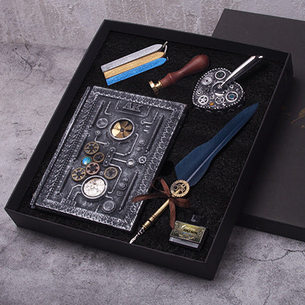 Cuaderno Steampunk con Pluma y Sello DIY Regalo