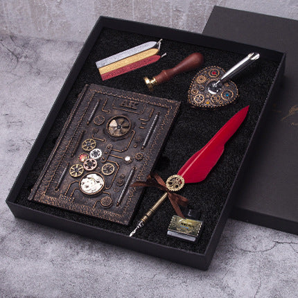Cuaderno Steampunk con Pluma y Sello DIY Regalo