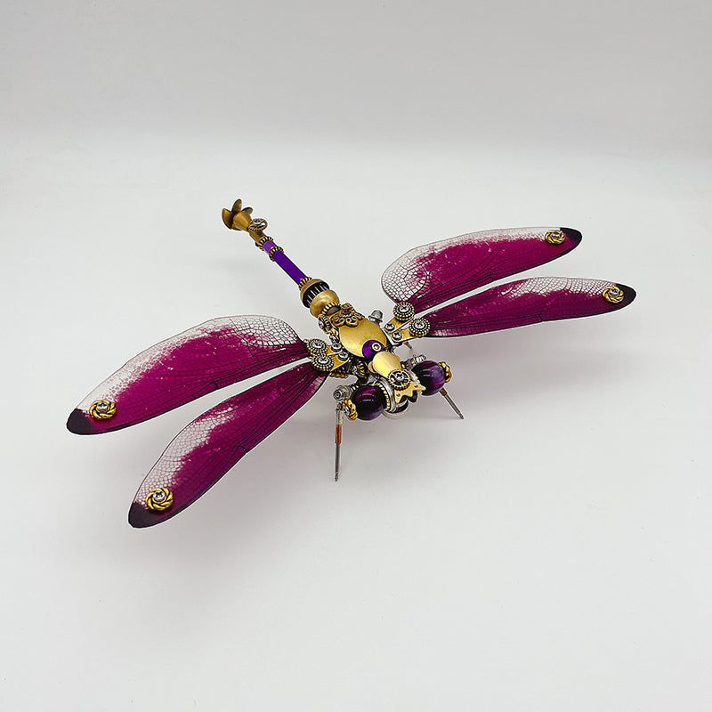 Libélula Morada Roja Steampunk Metal 3D