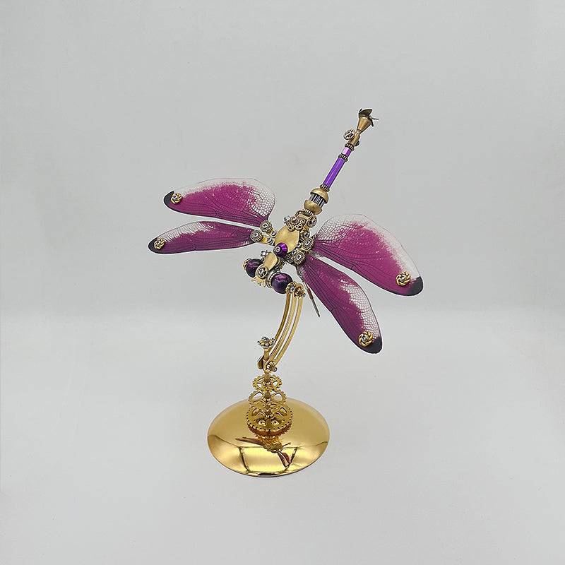 Libélula Morada Roja Steampunk Metal 3D