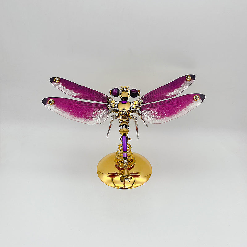 Libélula Morada Roja Steampunk Metal 3D