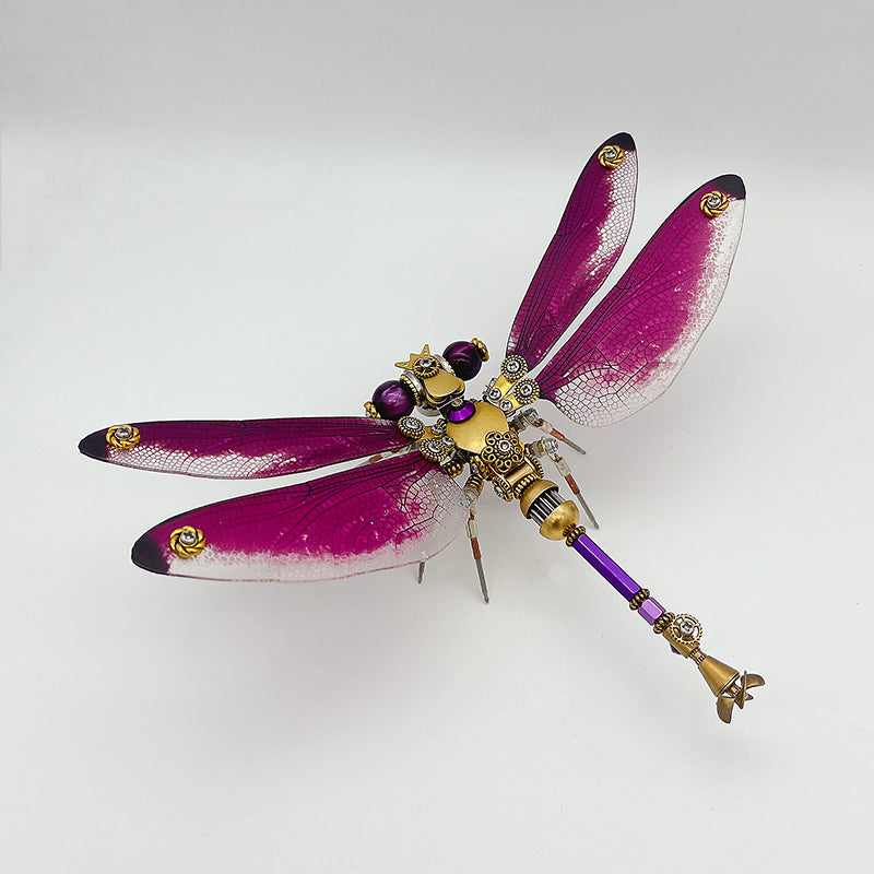 Libélula Morada Roja Steampunk Metal 3D