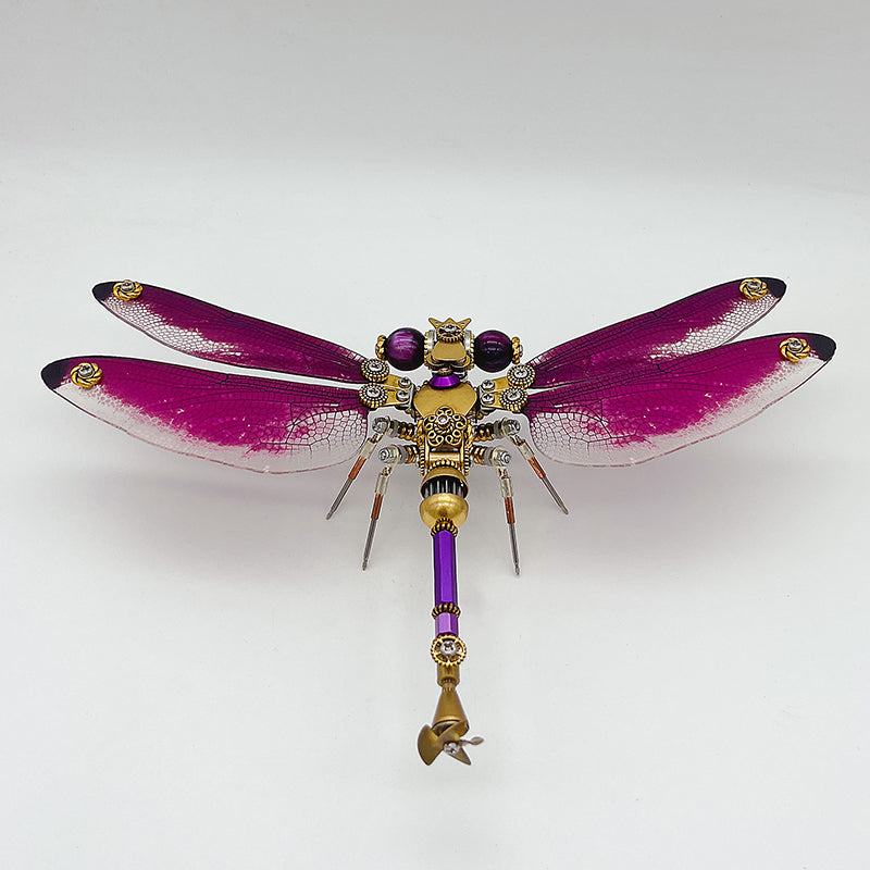 Libélula Morada Roja Steampunk Metal 3D