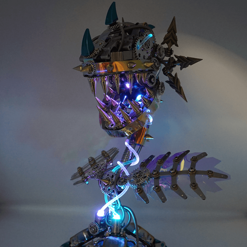 Flor Carnívora Steampunk Metal 3D