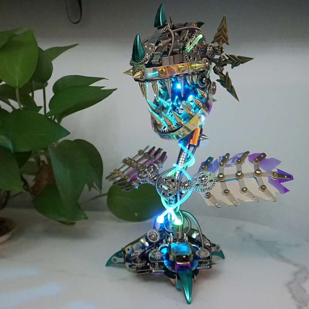 Flor Carnívora Steampunk Metal 3D