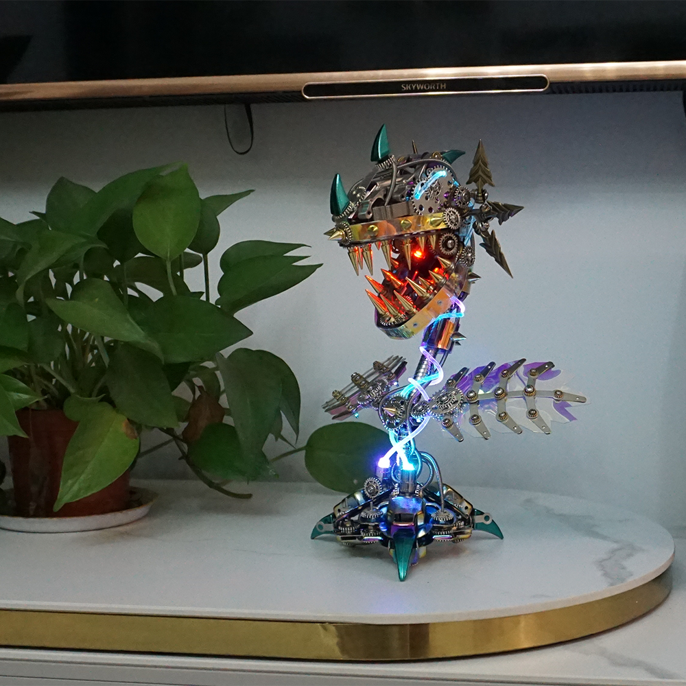 Flor Carnívora Steampunk Metal 3D