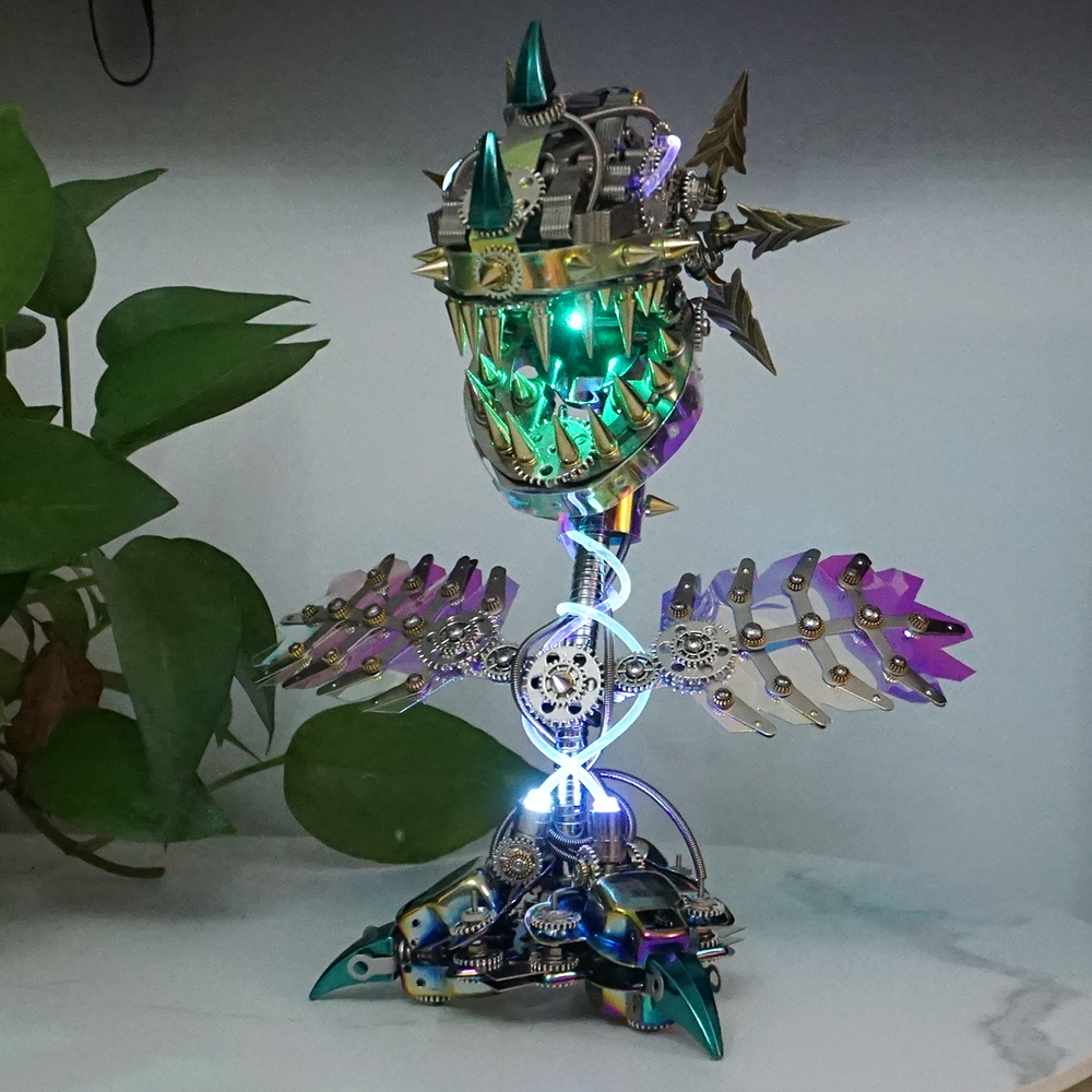 Flor Carnívora Steampunk Metal 3D