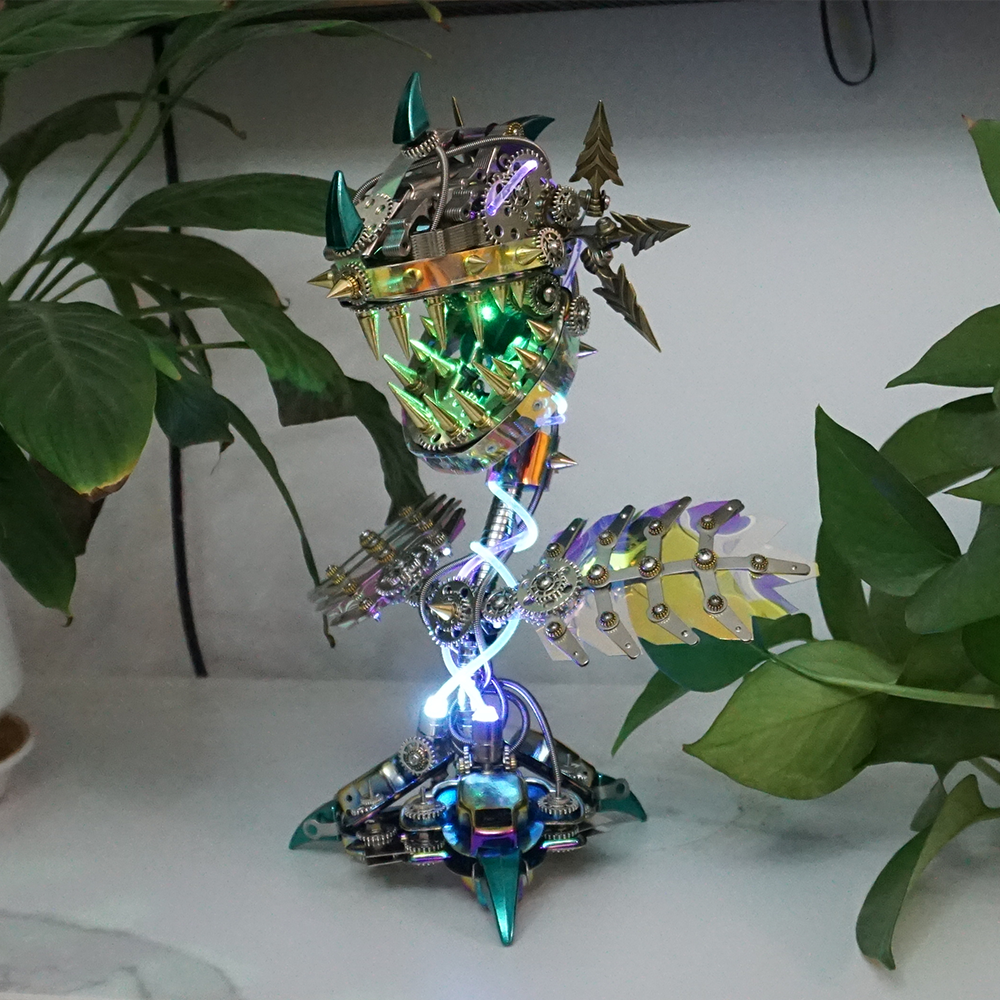 Flor Carnívora Steampunk Metal 3D