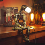 Lámpara Robot Industrial Steampunk con Bombilla