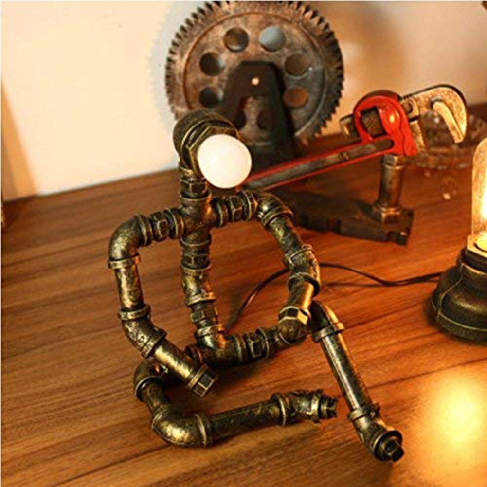 Lámpara Robot Industrial Steampunk con Bombilla