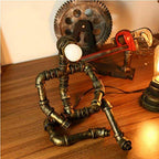 Lámpara Robot Industrial Steampunk con Bombilla