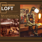Lámpara Robot Industrial Steampunk con Bombilla