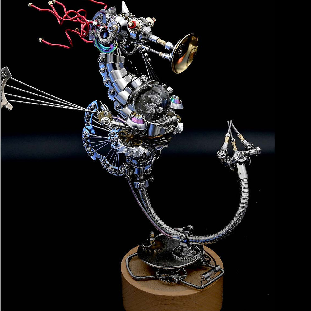 Caballito de Mar Steampunk Metal 3D con Caja Musical