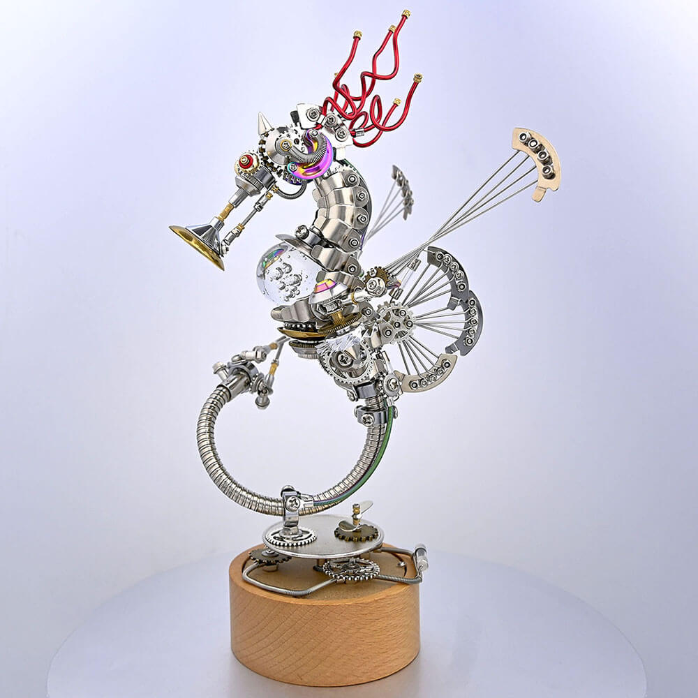 Caballito de Mar Steampunk Metal 3D con Caja Musical