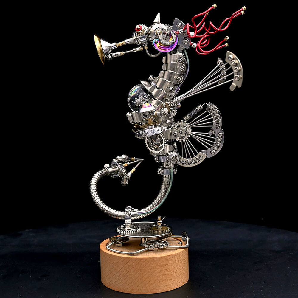 Caballito de Mar Steampunk Metal 3D con Caja Musical