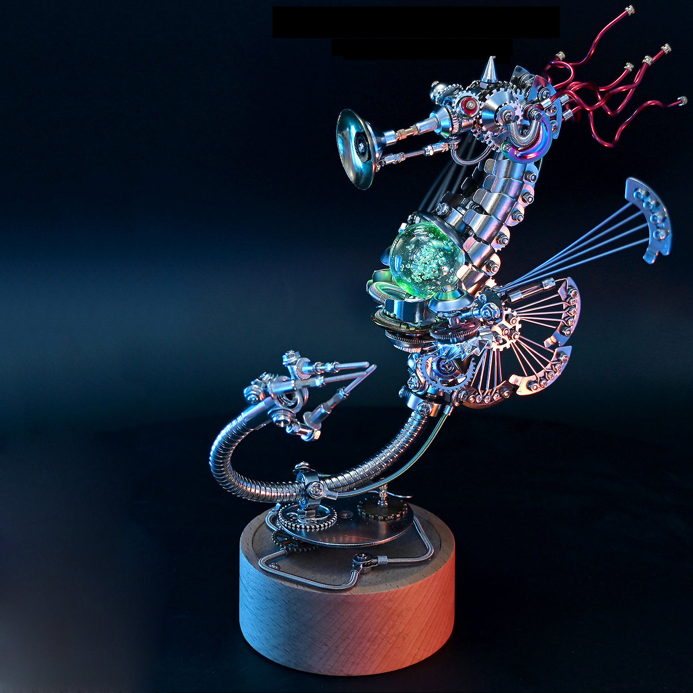 Caballito de Mar Steampunk Metal 3D con Caja Musical
