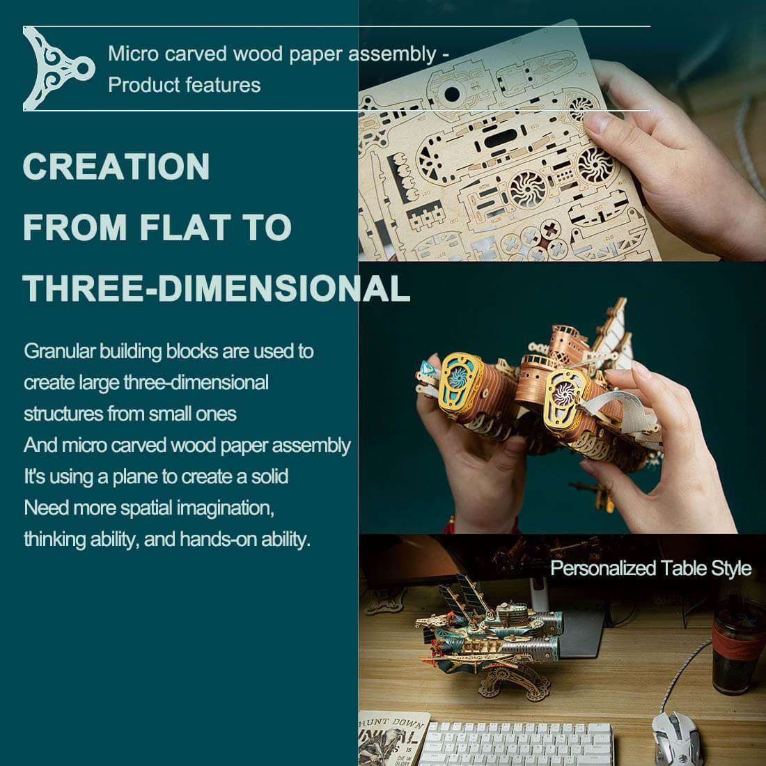 Submarino Steampunk Madera 3D