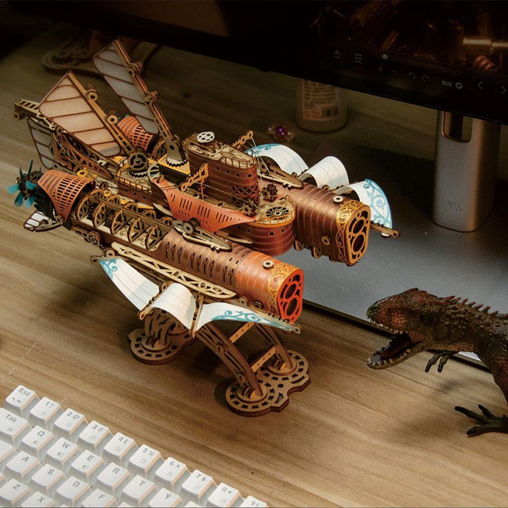Submarino Steampunk Madera 3D