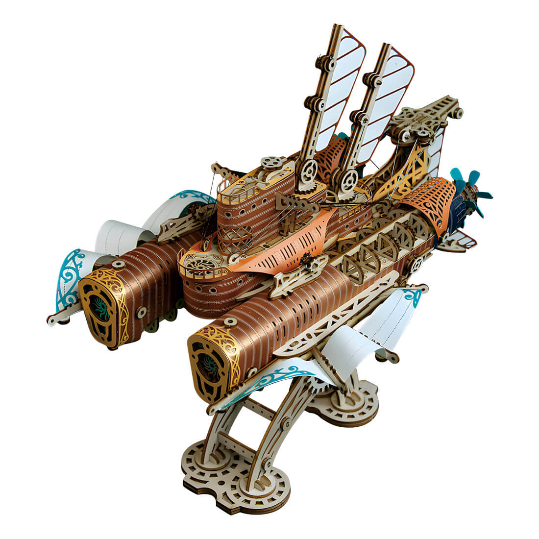 Submarino Steampunk Madera 3D