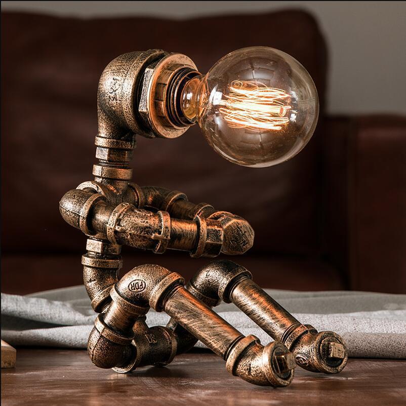 Lámpara de Mesa Steampunk Tubería Metal