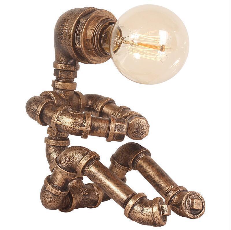 Lámpara de Mesa Steampunk Tubería Metal
