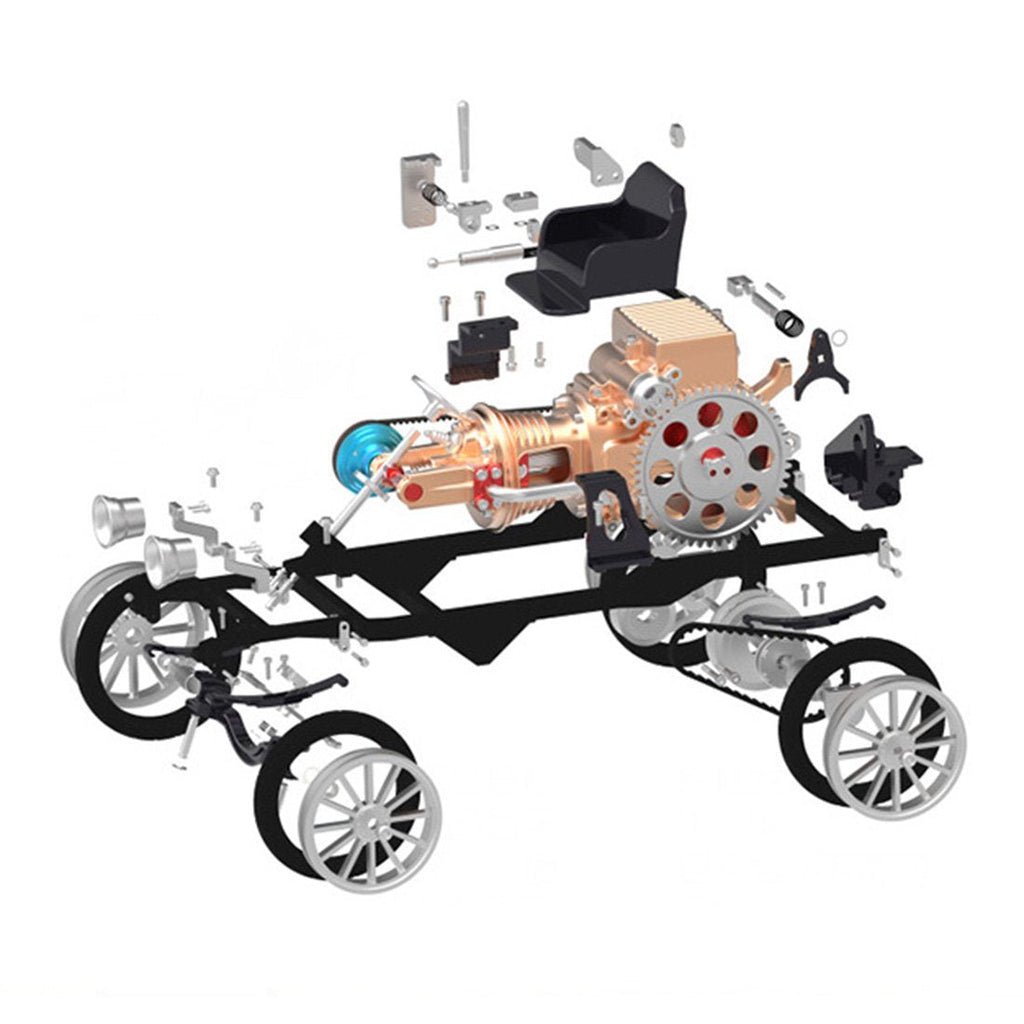 Coche Retro Británico Motor Monocilíndrico Metal 3D