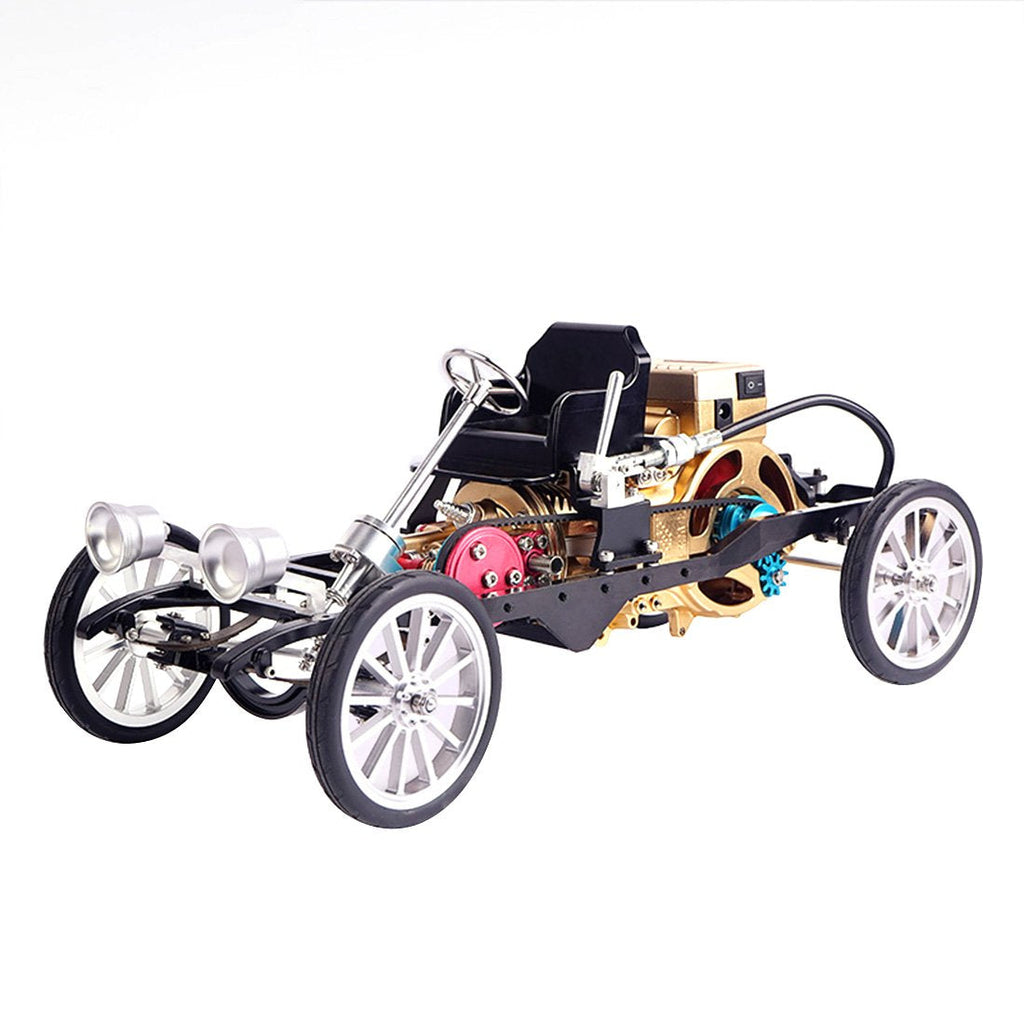 Coche Retro Británico Motor Monocilíndrico Metal 3D