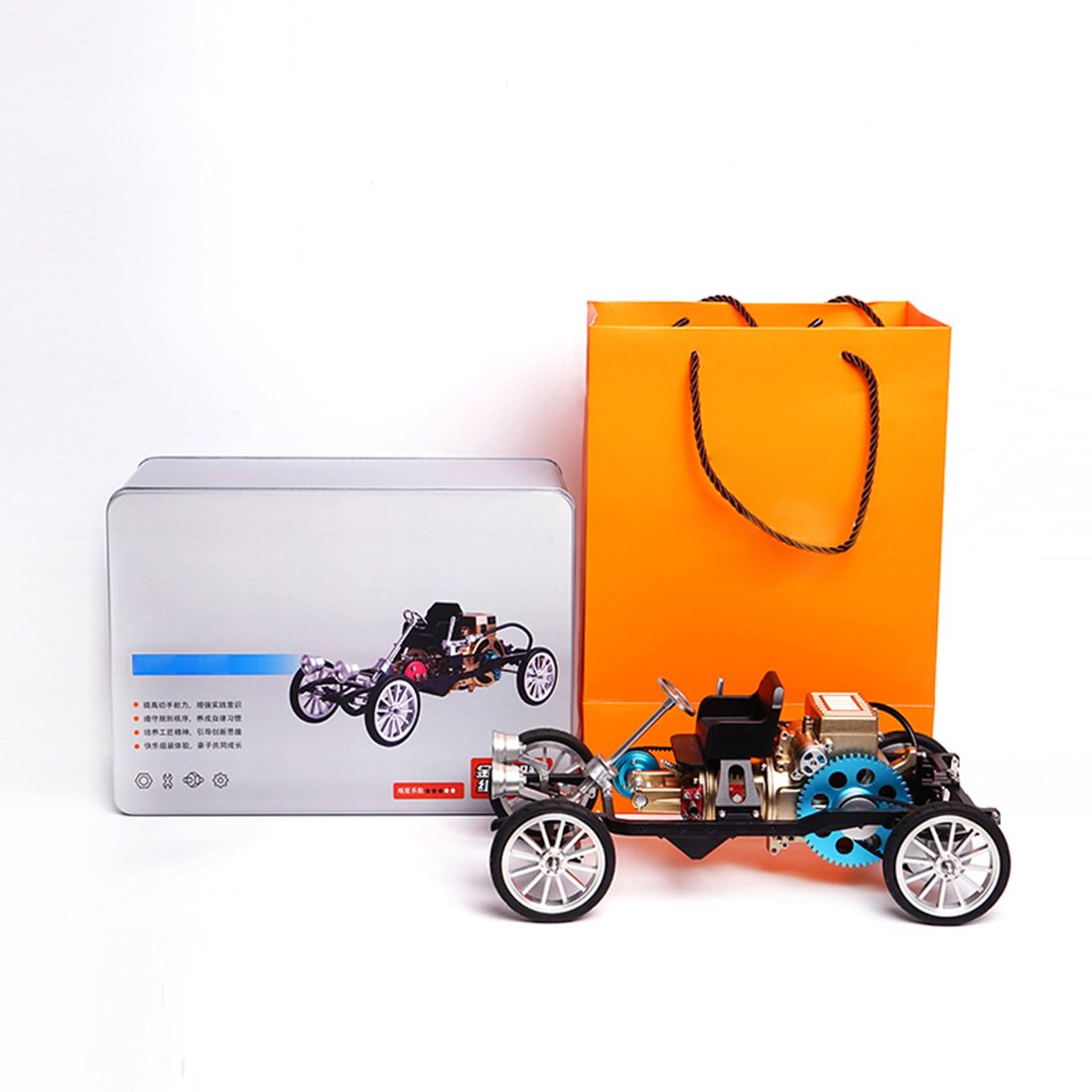 Coche Retro Británico Motor Monocilíndrico Metal 3D