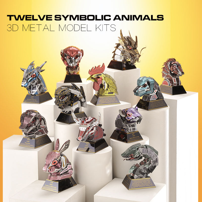 Pack 12 Cabezas de Animales Metal 3D