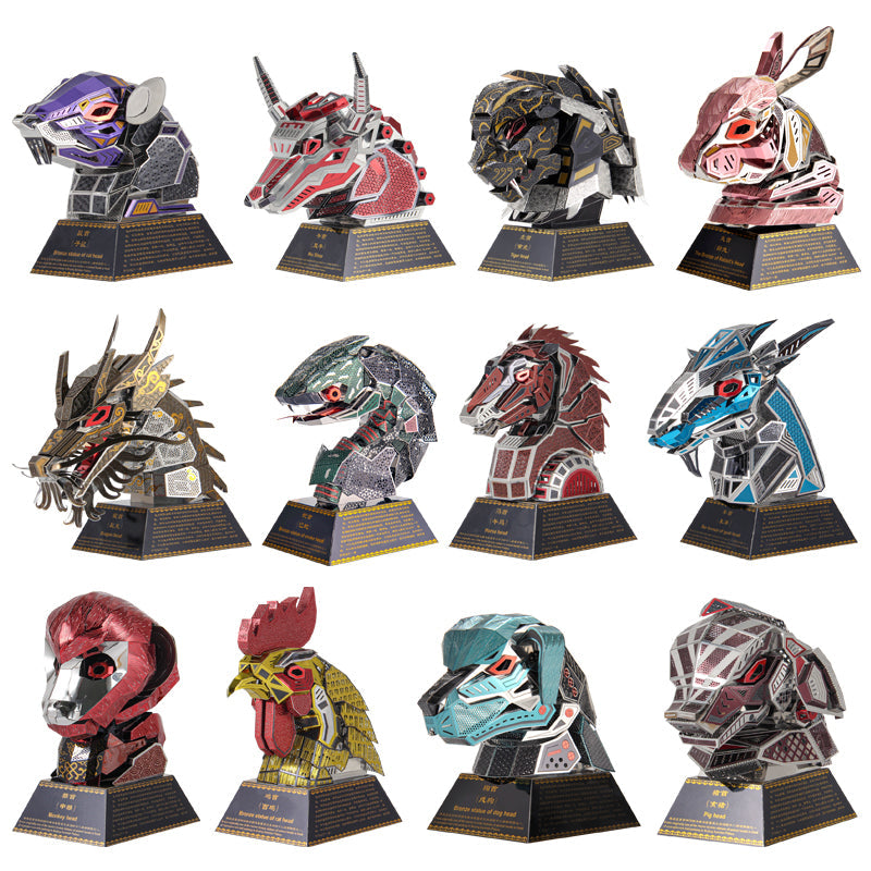 Pack 12 Cabezas de Animales Metal 3D