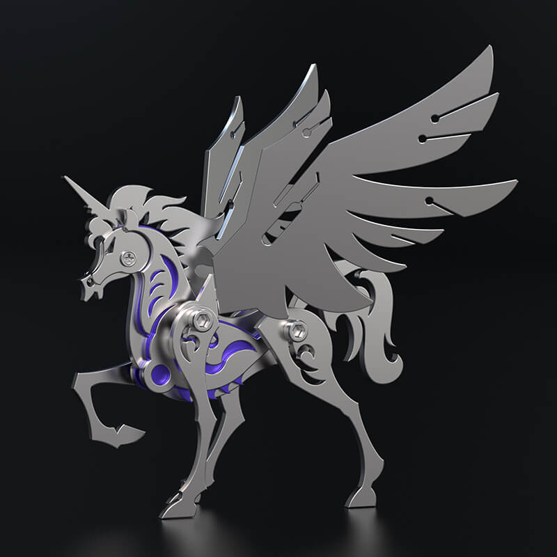 Unicornio Colorido Criatura Mítica Metal 3D