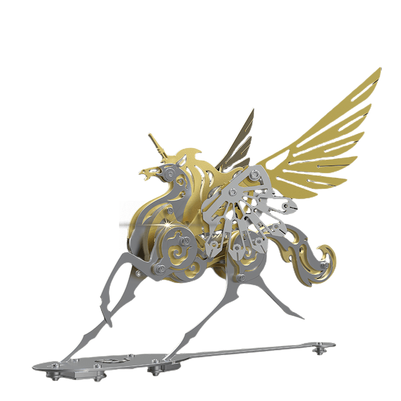 Unicornio Colorido Criatura Mítica Metal 3D