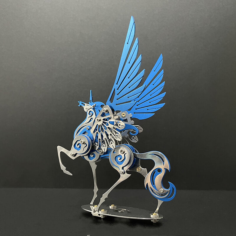 Unicornio Colorido Criatura Mítica Metal 3D