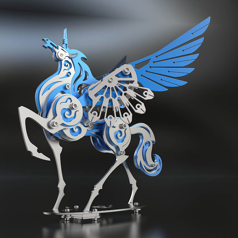 Unicornio Colorido Criatura Mítica Metal 3D