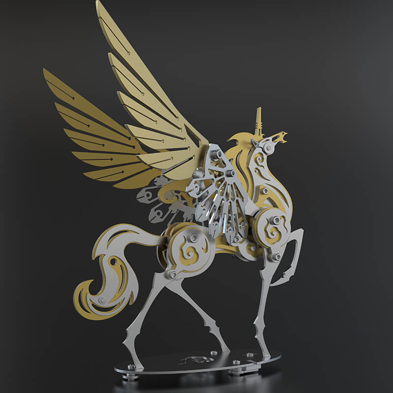 Unicornio Colorido Criatura Mítica Metal 3D