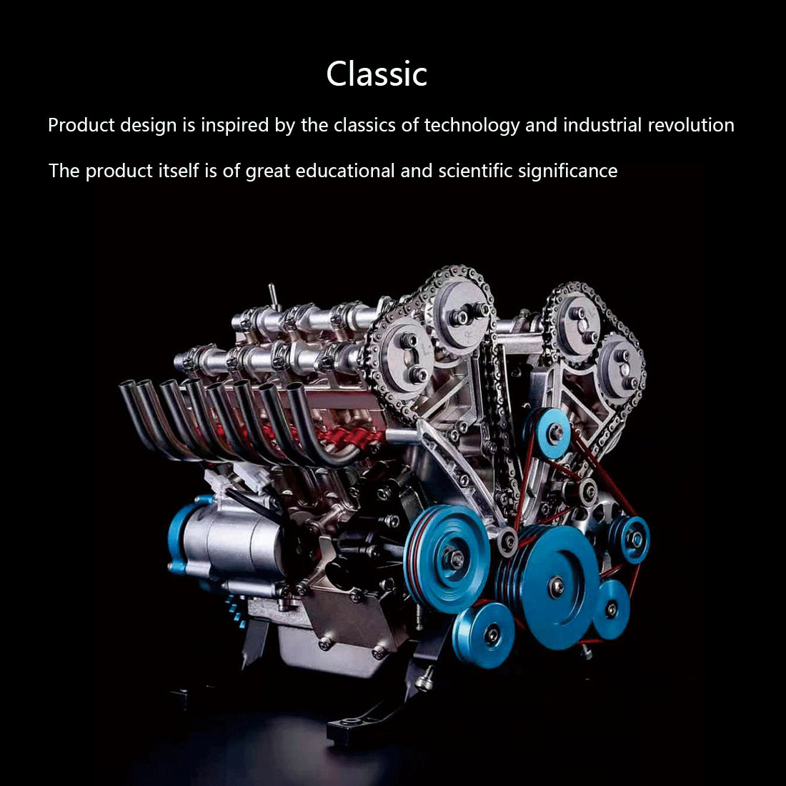 Motor V8 Mecánico Metal 3D 500 piezas